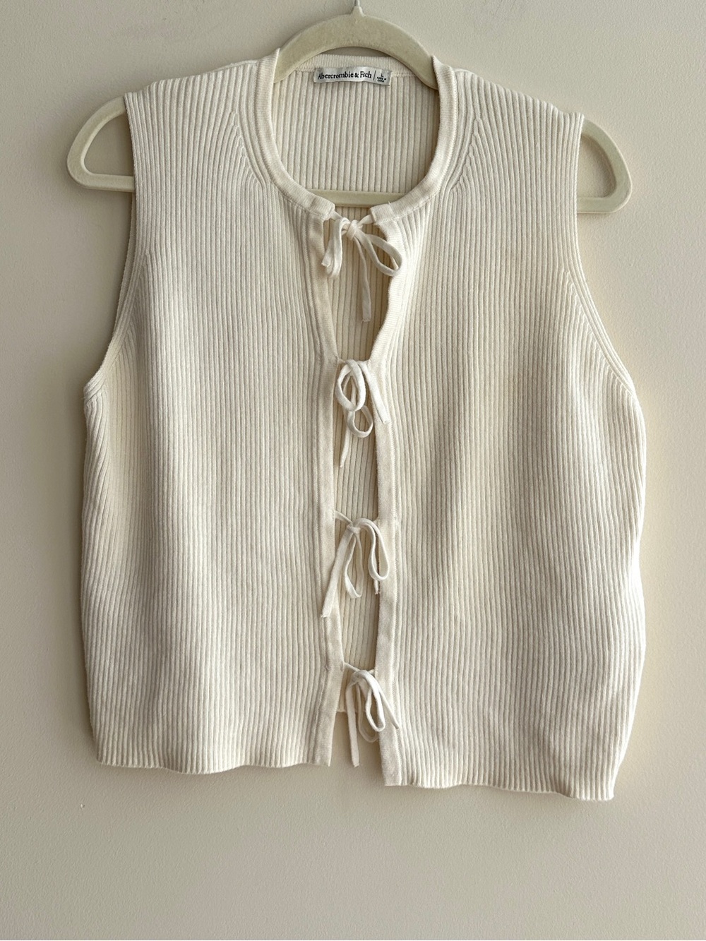 Abercrombie & Fitch Tie Front Sweater Top/Vest, Off-White/Cream, Size Large